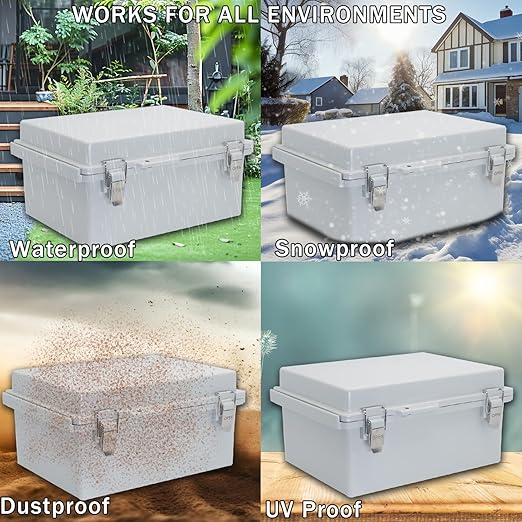 Electrical Box, Outdoor Waterproof Box IP67 Junction Box with Mounting Plate,ABS Plastic Project Box Power Cord Enclosure Clear 11" Dx7.5 Wx5.1 H - Image 6