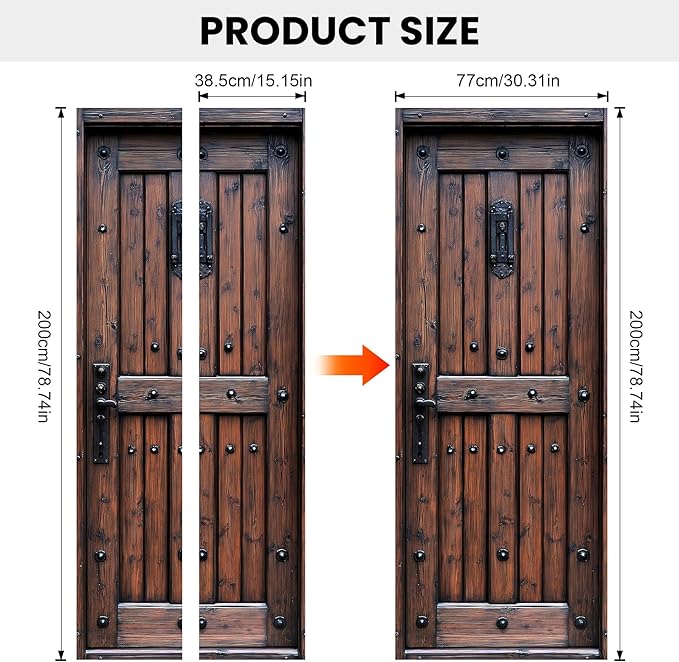 3D Door Stickers, Peel and Stick Vinyl Wallpaper, Self-Adhesive Mural for Home Decor 30.3" W x 78.7" H - Image 3