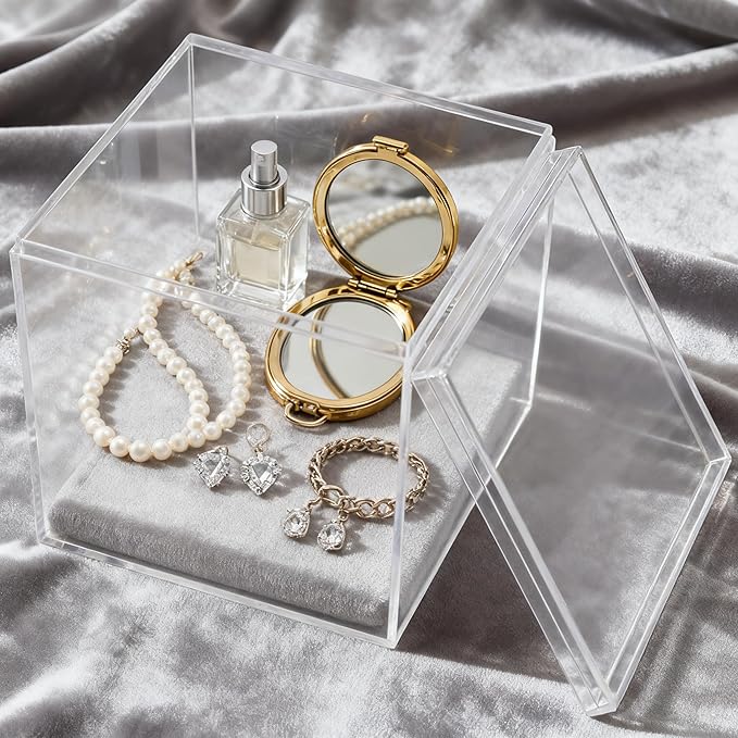 KissYou Acrylic Box Clear Boxes with Lids 2 Packs Display Case Christmas Party Decoration Plastic Square Cube Candy Boxes - Image 5