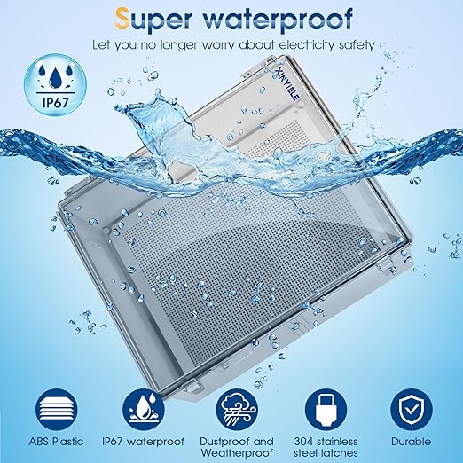 Waterproof Outdoor Project ABS Plastic Junction Box IP67 Weatherproof Dustproof Enclosure with Hinged Cover, Mounting Plate,Wall Brackets for Power Project (Clear,19.7"x15.7"x7.9") - Image 2