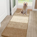 Smiry Dog Door Mat for Muddy Paws, Absorbs Moisture and Dirt, Low-Profile Entryway Mat with Non-Slip Backing, Entry Indoor Outdoor Doormat for Inside Floor (48x30 Inches, Camel, Striped) by Smiry