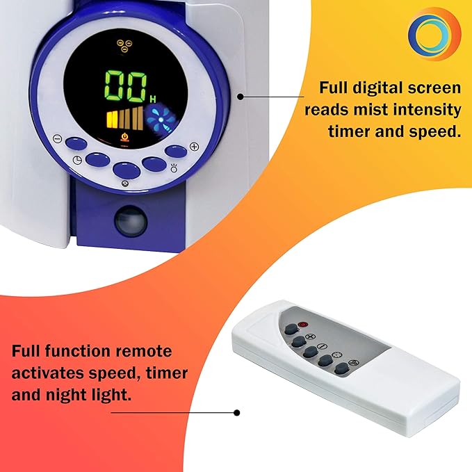 CCC Comfort Zone CZHD81 Whisper-Quiet Cool Mist Digital Ultrasonic Humidifier with Remote Control and Auto Shut-Off, White - Image 5