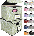 BALEINE File Organizer Box with Lid, Collapsible File Folder Organizer with Plastic Slide, Hanging File Folder Box for Office Document Storage (2 Pack, Antique Foliage) by BALEINE
