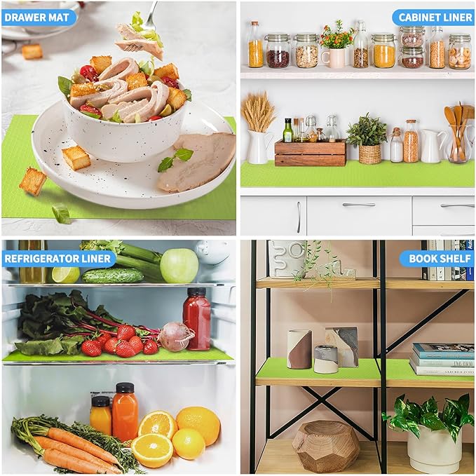 Bloss Shelf Liners, Non Adhesive EVA Drawer Mat Liners Roll for Bathroom, Kitchen, Desks, Deco Shelves 17.7×59 inch-Green - Image 4
