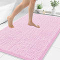 Smiry Luxury Chenille Bathroom Rugs 40x32, Extra Soft and Absorbent Shaggy Bath Mat, Machine Washable, Non-Slip Plush Carpet Runner for Tub, Shower, and Floor, Home Decor Accessories, Pink by Smiry