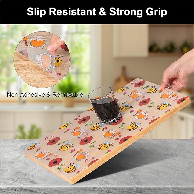 Cooyes Shelf Liner – Non-Slip Cabinet & Drawer Liner for Kitchen – Non-Adhesive Waterproof Shelf Paper with Modern Pattern – Durable EVA Cabinet Mat – Easy to Cut (Buff,17.5" W x 360" L) - Image 2