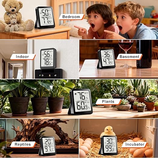 Antonki 2 Pack Room Thermometer Small Hygrometer Indoor Humidity Monitor Sensor, Digital Temperature and Humidity Meter Gauge for Home, Baby Nursery, Reptile, Greenhouse - Battery Included - Image 4