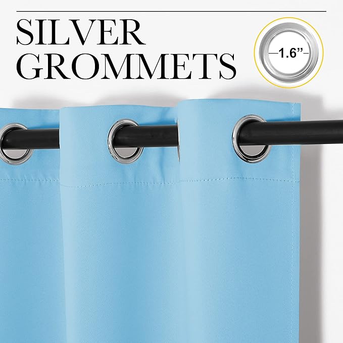 NICETOWN Blue Room Darkening Panels - Nursery & Infant Care Drapes, Extra Long 95 inches Length Curtains for Patio Door/Dining Room (2 Pieces, 42 inches Wide) - Image 2