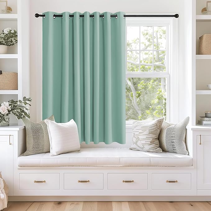 NICETOWN Blackout Curtains 63 inches Long for Living Room Bedroom, Grommet Thermal Insulated Room Divider Drape Window Treatment for Sliding Patio Door, W100 x L63, 1 Panel, Aqua Blue by NICETOWN