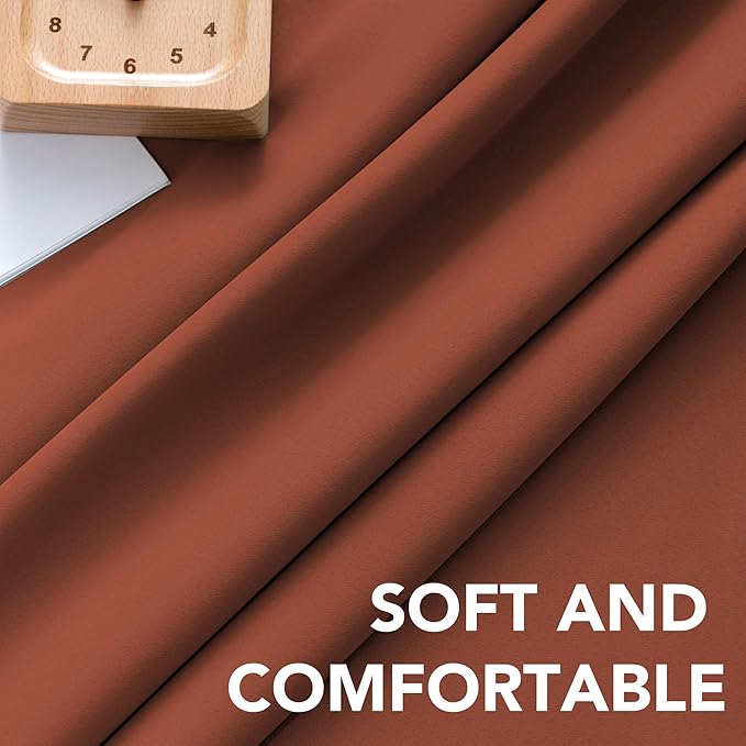 H.VERSAILTEX Blackout Curtains Thermal Insulated Window Treatment Panels Room Darkening Blackout Drapes for Living Room Back Tab/Rod Pocket Bedroom Draperies, 52 x 54 Inch, Orange, 2 Panels - Image 5