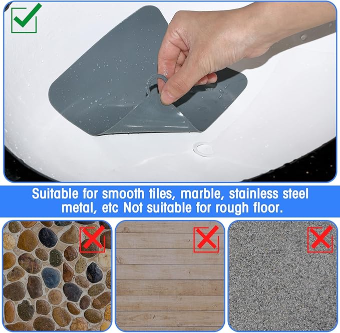 Yinkin 6 Pcs Drain Covers to Keep Bugs Out Silicone Shower Floor Tub Stoppers Bathtub Drain Stoppers Sewer Anti-Odor Mats Deodorizing Plugs for Bathroom(4.72 x 4.72 Inch,Square,Grey and White) - Image 4