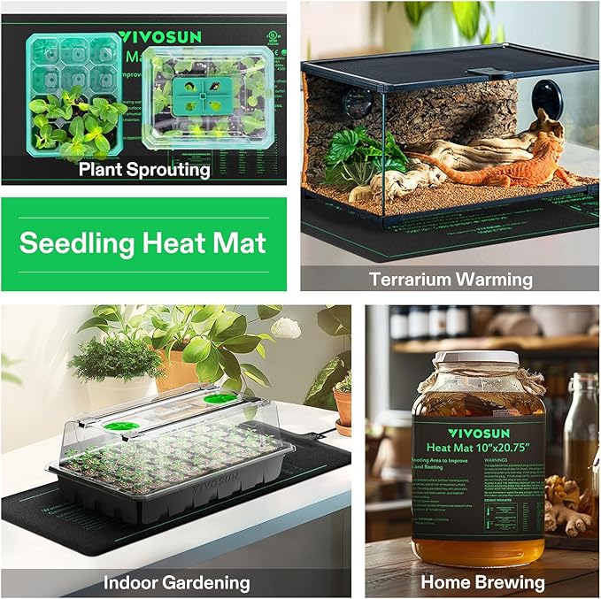 VIVOSUN 2 Pack Durable Waterproof Seedling Heat Mat 10" x 20.75" UL & MET-Certified Warm Hydroponic Heating Pad for Germination, Indoor Gardening, Greenhouse - Image 6