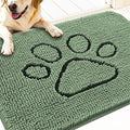 OLANLY Dog Door Mat for Muddy Paws 30x20, Paw Print Design, Absorbs Moisture and Dirt, Absorbent Non-Slip Washable Doormat, Quick Dry Chenille Mud Mat, Entry Indoor Entryway Carpet, Olive Green by OLANLY