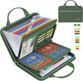 Tamfile Fireproof Accordion File Organizer with Handle, 13 Pocket Colorful Expanding File Folder with Zipper & Labels, File Folder with Multi-Pockets Paper Organizer Folder for Letter A4 Files (Green) by Tamfile