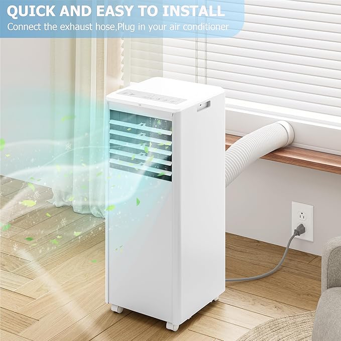 GarveeLife 8000 BTU Portable Air Conditioner - 4-in-1 AC Unit with Quiet Cooling, Dehumidifier, Fan & Sleep Modes - Remote Control, 24H Timer, Easy Install - For Rooms up to 350 Sq. Ft, Bedroom, - Image 6