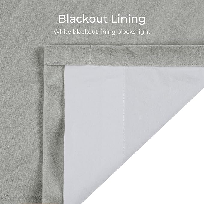 TWOPAGES Luxury Velvet Curtain Pinch Pleated Neutral Gray Curtain 84 inch Long Thermal Insulated Blackout Drapes for Bedroom Living Room Indoor Window (1 Panel,Neutral Gray,84Wx84L) - Image 4
