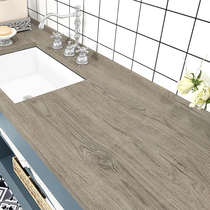 WESTICK Light Wood Contact Paper Brown Wood Grain Wallpaper Peel and Stick Countertops Waterproof Wood Countertop Contact Paper for Kitchen Island Table Cabinets Dresser Desk Shelf Liner 15.8" x 78" - Image 4