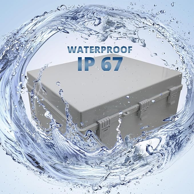 MAKERELE Large Outdoor Electrical Box Junction Plastic Waterproof Lockable IP67 Plastic Electric Box Enclosure with Hinged Cover with Mounting Plate and 1" NPT*2(19.7"*15.7"*7.9") - Image 2