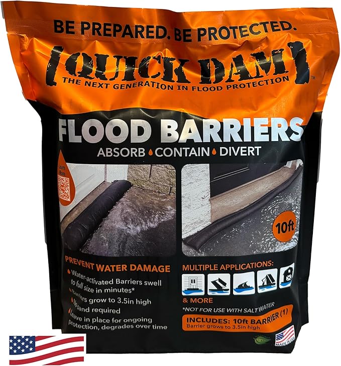Quick Dam QD610-1 Water Activated Flood Barrier 10 feet, 1-Pack by QuickDam