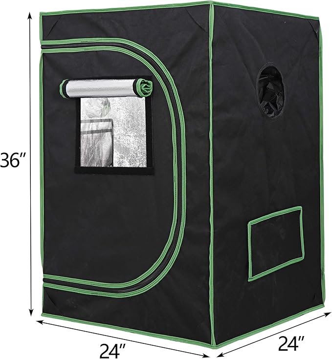 JungleA 2x2 Small Grow Tent, High Reflective Mylar Hydroponic Growing System, 24" x 24" x 36" Indoor Growing Tent Greenhouse Box Kit w/Window & Tray, Home Plant Farmer Flower, Mushroom, Veg Grow Box - Image 9