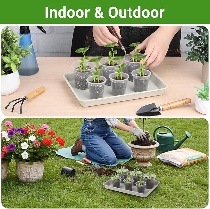 GREANER 11 Inch Plant Ttray, 3 Packs Durable Plastic Humidity Trays for Indoor Plants, Plant Saucers for Outdoors, Drip Trays for Potted Plants(Beige) - Image 7