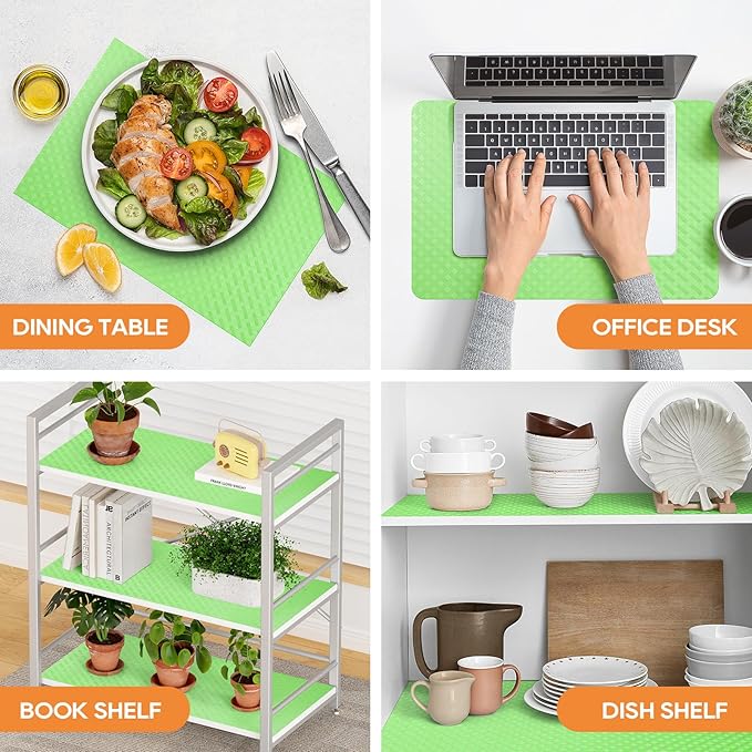 Fridge Liner Shelf Liners for Kitchen Cabinet Refrigerator Liners Waterproof & Oil-Proof Kitchen Cupboard Liner Non Adhesive Drawer Mats EVA Material for Shelves -Green 11.8 x 118 Inches - Image 3