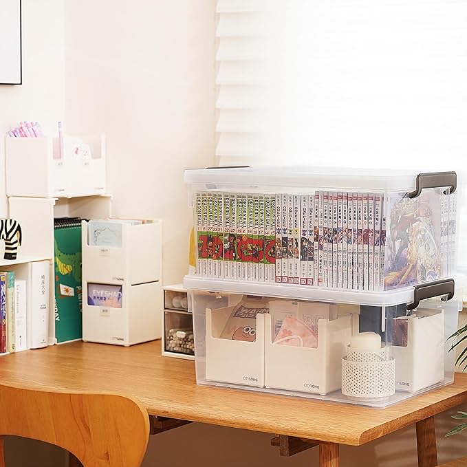 Citylife 33 QT 6 Packs Plastic Storage Bins with Lids and Secure Latching Buckles Clear Stackable Storage Containers for Organizing Durable Storage Box - Image 5