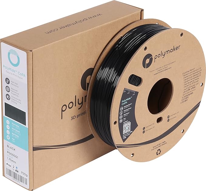 Polymaker Nylon Filament 1.75mm 0.75kg Black CoPA, PolyMide CoPA Warp Free Nylon 3D Printer Filament, Strong & Tough & Heat Resistant - Image 7