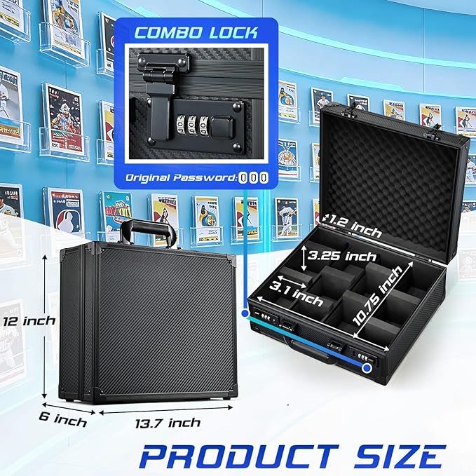 Card Storage Box for 3" x 4" 35pt Toploaders, Sports Cards Case with Lock, Trading Card Storage Box Holds 600+ Top Loaders or 150 Magnetic Holders, Card Collection Box for Collectors - Image 2