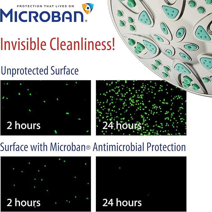 AquaDance Antimicrobial – Anti-Clog High-Pressure 6-Setting Shower Head with Microban Nozzle Protection from Growth of Mold, Mildew & Bacteria for Stronger Shower! 4" Coral Green - Image 3