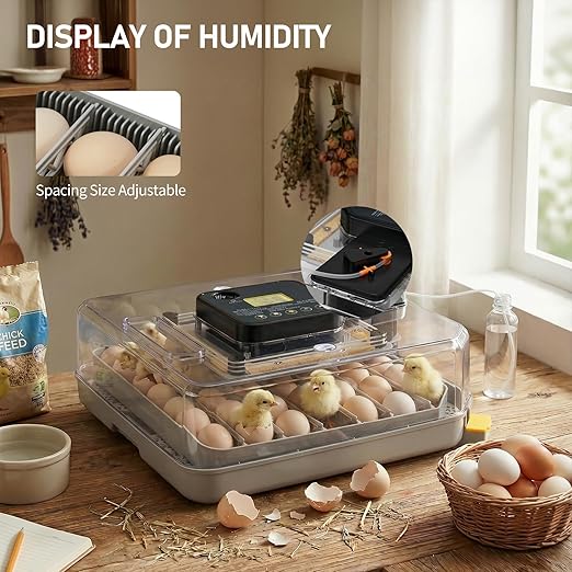 Winado Incubators for Hatching Eggs, 48 Egg Incubator with Automatic Egg Turning, Temperature & Humidity Control, Egg Candler, Automatic Water Filling and Day Counter for Eggs Hatching - Image 7