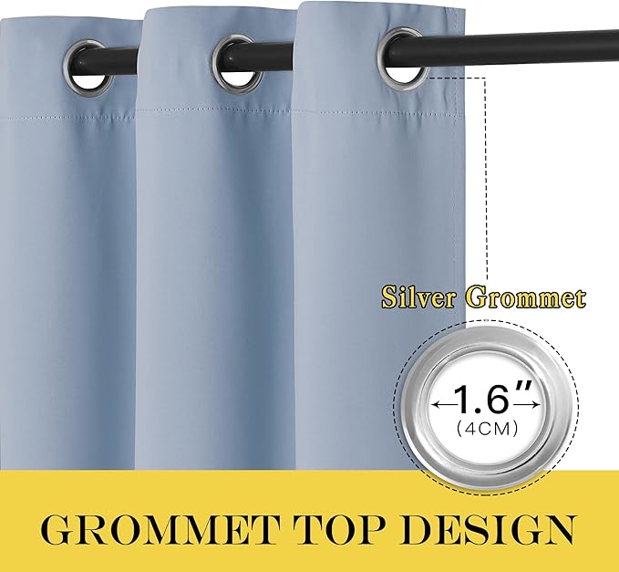 NICETOWN Patio Door Curtain Sound Blocking, Bedroom Privacy Room Divider Curtain, Thermal Insulated Blackout Closet Sliding Door Shade (1 Panel, 100" Wide x 120" Long, Vintage Blue) - Image 6