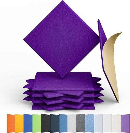 12 Pack Acoustic Panels Self Adhesive Sound Proof Foam, High Density Sound Acoustic Panel, 12X12X0.4 Inch Square Panels in Home, Office, Reccording Room, Studio,and more(Violet) by Amantech