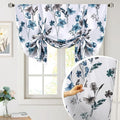 H.VERSAILTEX Tie Up Curtain Double Sided Cattleya Floral Printed Window Valance Balloon Roman Curtain, Rod Pocket 1-Pack, Reversible in Blue/Teal, W 42 x L 36 by HVERSAILTEX