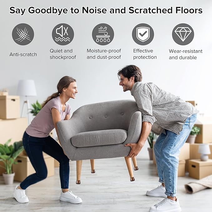 24PCS Upgraded Silicone Chair Leg Floor Protectors for Hardwood Floors, Furniture Sliders for Chair Legs, Felt Bottom Furniture Pads, Anti-Slip Round&Square Cap Covers to Scratch and Reduce Noise - Image 4