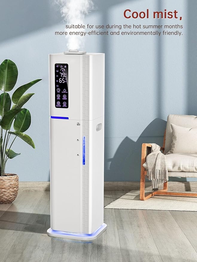 2.64Gal Humidifiers for Bedroom Large Room, Warm and Cool Mist up to 500ft², Top Fill Diffuser Ambient Light, 3 Mist Modes, 24H Timer,35dB Quiet Humidifier for Home Office Plant - Image 5