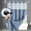 No Hook Shower Curtain and Liner Set,Sky Blue Hotel Waffle Shower Curtain with Liner 75" L x 72" W by Unknown