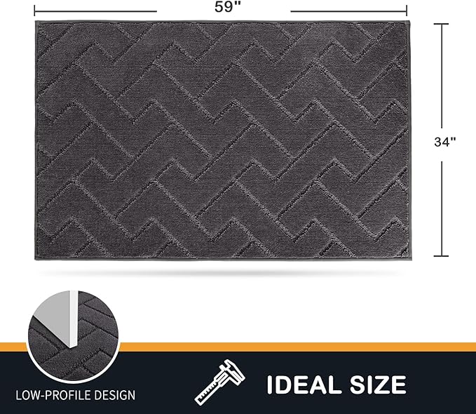 PURRUGS Dirt Trapping Door Mat 34" x 59", Non-Slip Machine Washable Entry Rug, Dog Doormat, Indoor Front Door Mat, Super Absorbent Entryway Rug for Muddy Shoes & Paws, Charcoal - Image 2