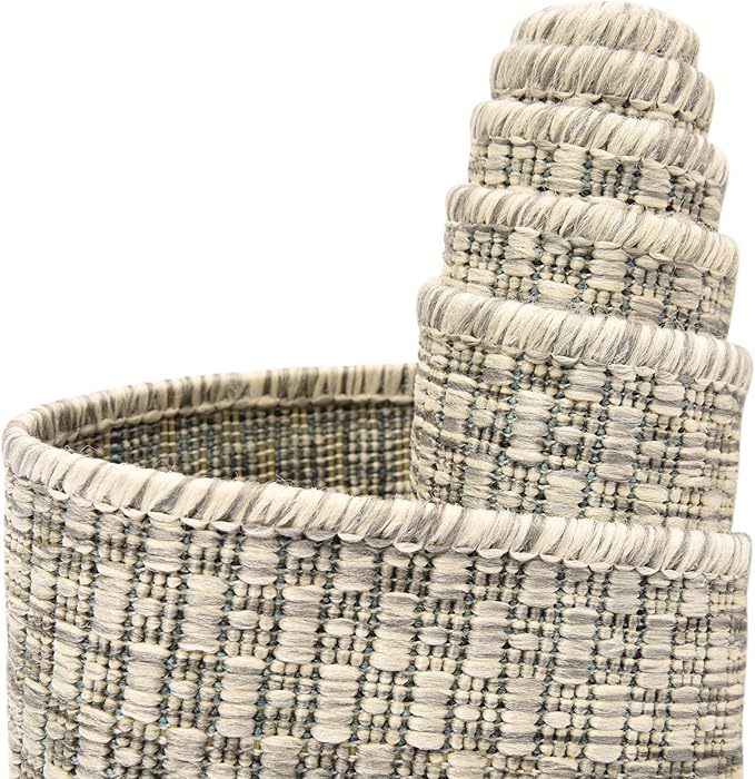 Unique Loom Collection Casual Transitional Solid Heathered Indoor/Outdoor Flatweave Area Rug (10' x 14' 1" Rectangle, Light Gray/Ivory) - Image 9
