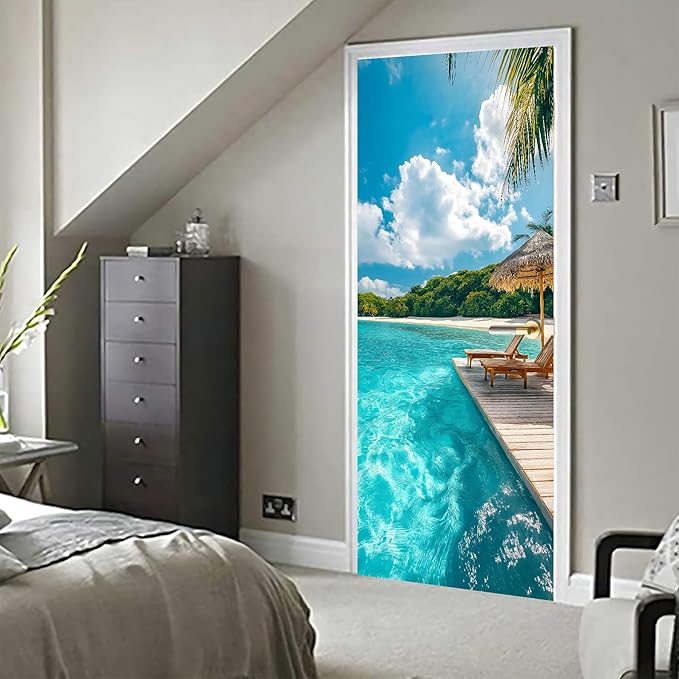 3D Door Decals Stickers Peel Stick Wall Murals Vinyl Wallpaper Self-Adhesive Mural Door Covers Decorative for Furniture Home Decor Wrinkle-Resistant Waterproof - Image 6