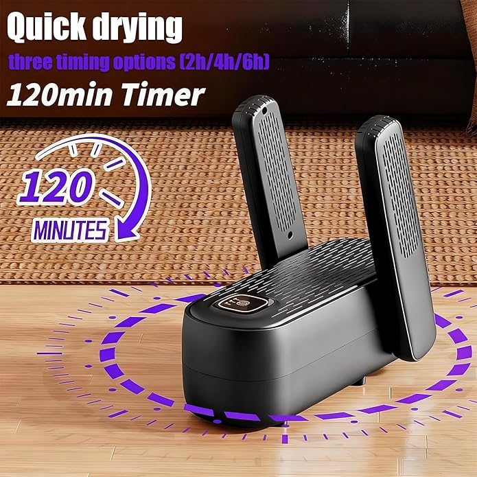 Boot Dryer for Work Boots, Black Portable Boot Dryer, Shoe Dryers for Sneakers with 3 Heat Settings, 360° Rapid Drying, Auto Shut-Off for Men/Women, 110V for Home & Travel Use - Image 2