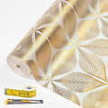 Drawer and Shelf Liner for Kitchen Cabinet,Non-Adhesive Waterproof Drawer Liner for Dresser & Bathroom Vanities with Adhesive Dots & Cutting Tool(24 in X 30 Ft Gold Leaf Pattern) by Adwann