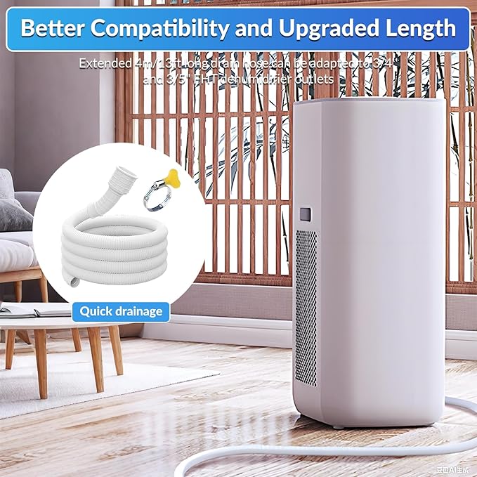 Portable Dehumidifier Drain Hose with Cuttable Rubber Adapter and Clamp,Flexible Universal AC and Dehumidifier Replacement Hose Kit (16.5FT) - Image 6