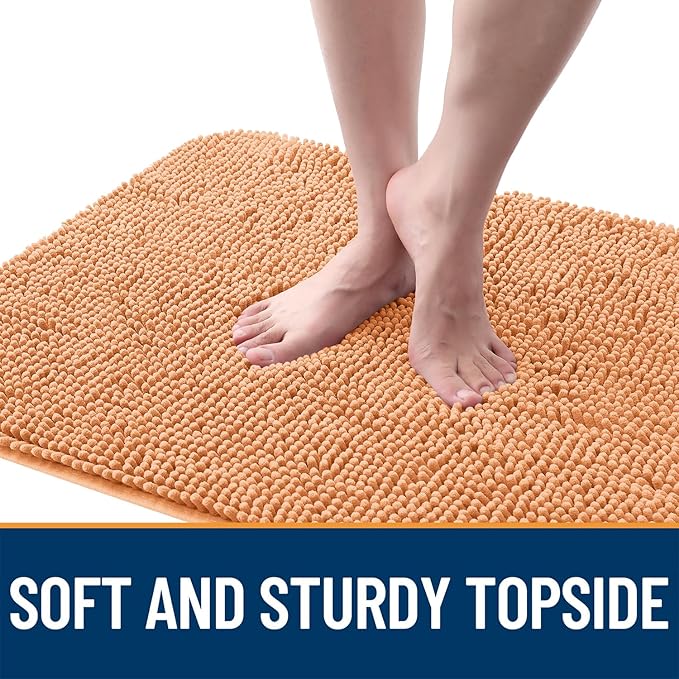 OLANLY Dog Door Mat for Muddy Paws 47x17, Absorbs Moisture and Dirt, Absorbent Non-Slip Washable Doormat, Quick Dry Chenille Mud Mat for Dogs, Entry Indoor Entryway Carpet for Inside Floor, Orange - Image 4