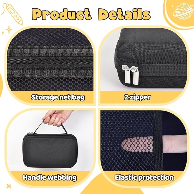 Case Compatible with 3Doodler Start+ Essentials for 3D Pen Set for Kids, Carrying Holder Fit for Printing Pens, Storage Organizer for Printing Filament Refill, Micro-USB Charger (3D-04B-Black) - Image 3