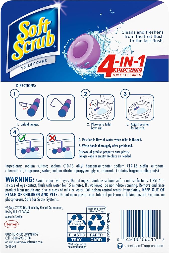 Soft Scrub 4-in-1 Rim Hanger Toilet Bowl Cleaner, Lavender, 2 Count - Image 6