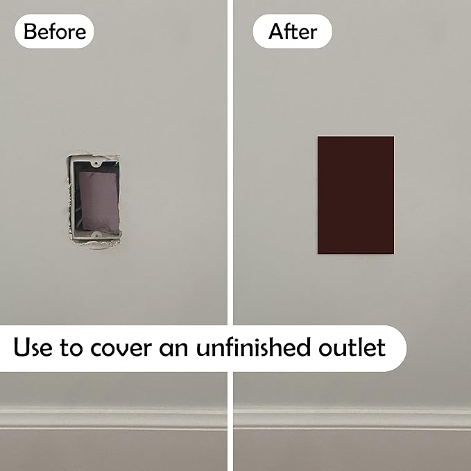 Rubber Bond Self-Adhesive Rubber Wall Outlet Cover Plate 5 Pack - Easy to Apply Peel & Stick Drywall Hole Patch - 5x3 Inch Screwless Blank Wall Plate Cover - Premium Hole Cover (Dark Brown, 5x3 Inch) - Image 2