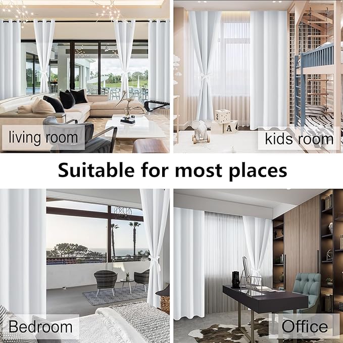 Hiasan RV Blackout Curtains for Bedroom, 52 x 30 Inches Long - Thermal Insulated & Energy Saving Window Curtains for Living Room, 2 Drape Panels Sewn with Tiebacks, Greyish White - Image 8