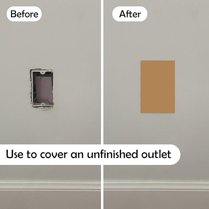 Rubber Bond Self-Adhesive Rubber Wall Outlet Cover Plate 5 Pack - Easy to Apply Peel & Stick Drywall Hole Patch - 5x3 Inch Screwless Blank Wall Plate Cover - Premium Rubber Wall Hole Cover (Brown) - Image 2