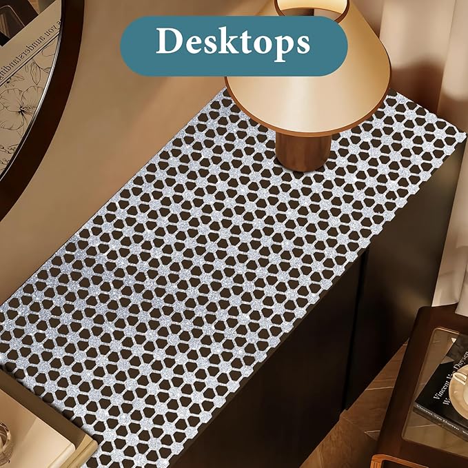 Drawer and Shelf Liner for Kitchen Cabinet: 12 in X 20 Ft Non Slip Waterproof Shelf Paper Non Adhesive Refrigerator Liners Silver Square Easy Liners for Bathroom with Knife Tape Measure - Image 9